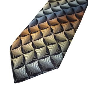 Roberto Villini Couture Mens Silk Necktie Geometric 3D Diamond